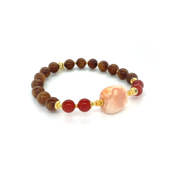 Fire opal bracelet with red agate and coke wood