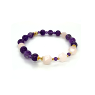 pink quartz bracelet and amethyst
