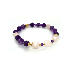 pink quartz bracelet and amethyst