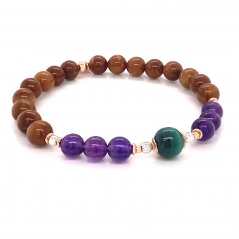 Gold plated Malachite bracelet with Amethyst and Coke 