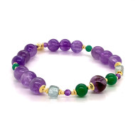 Amastrin bracelet with green agate, fluorite and amethyst .