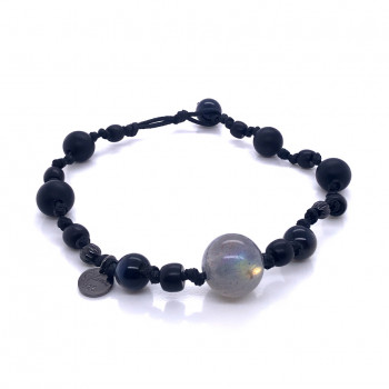 Labrodite bracelet with Obsidian and onyx 
