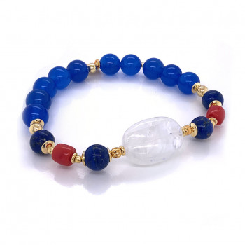 moonstone bracelet with lapis , coral and red agate