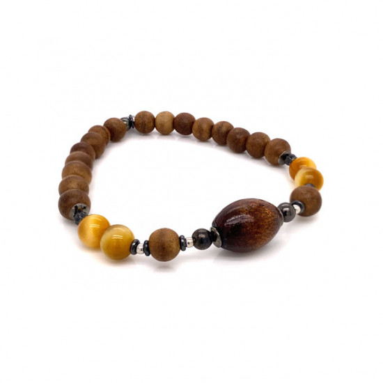 yusr bracelet with  yellow tiger eye and coke wood 