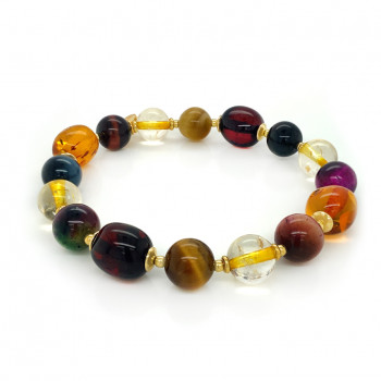 Amber bracelet with Citrine and Tigereye 