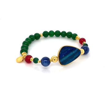 18k GOLD PLATED AUSTRALIAN OPAL , KYANITE , RUBE AGATE , GREEN JAIDE 