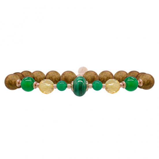 Malachite bracelet with green jade, citrine and oud wood