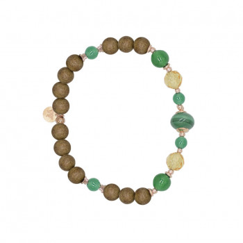 Malachite bracelet with green jade, citrine and oud wood
