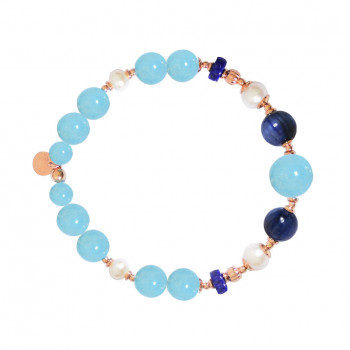 Aquamarine bracelet with Kyanite, pearl and Lapis
