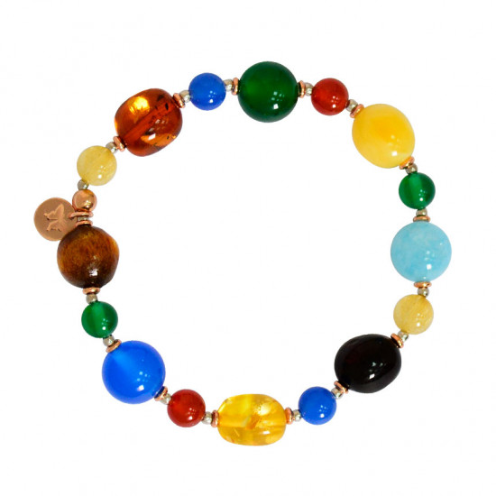 silver bracelet colorful stones