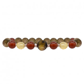 Bracelet with Al-Yusr stone, red agate, citrine and agarwood