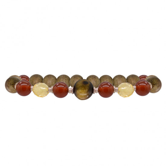 Bracelet with Al-Yusr stone, red agate, citrine and agarwood