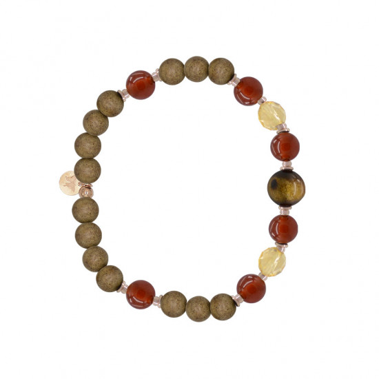 Bracelet with Al-Yusr stone, red agate, citrine and agarwood