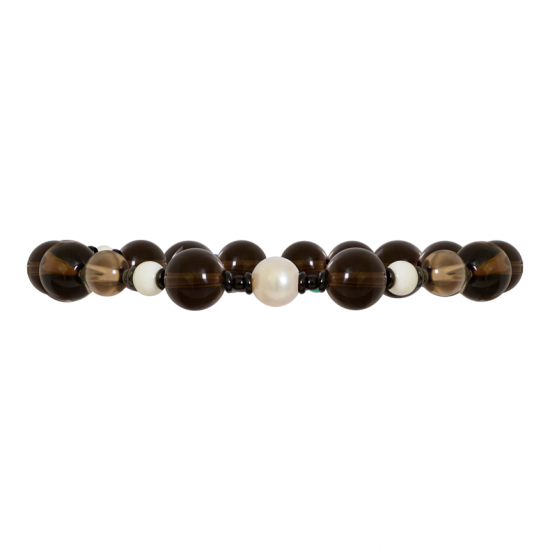 smoke topaz bracelet , pearl , white seashell