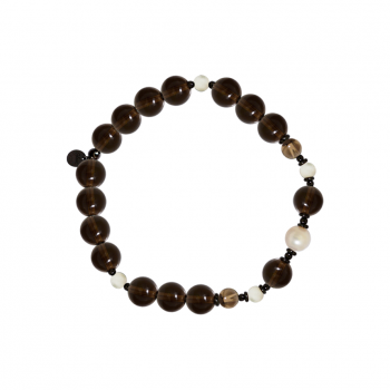 smoke topaz bracelet , pearl , white seashell