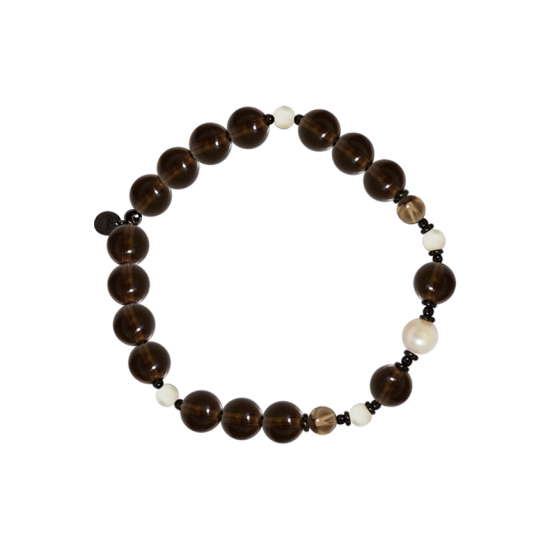 smoke topaz bracelet , pearl , white seashell