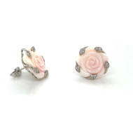 SILVER EARRING ROSE-SHAPED WITH PINK SHELL
