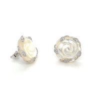 SILVER EARRING ROSE-SHAPED WITH WHITE SHELL
