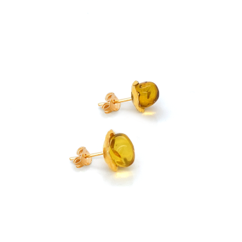 18K GOLD PLATED AMBER EARRING 