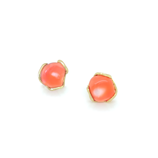 18K GOLD PLATED ORANGE CORAL EARRINGS 18K GOLD PLATED ORANGE CORAL EARRINGS