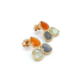 18K GOLD PLATED TEAR SHAPED AGATE, LABRADORITE AND TOPAZ EARRINGS