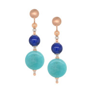 gold plated Lapis and Amazonite earring