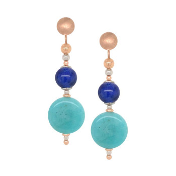 gold plated Lapis and Amazonite earring