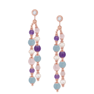 Pink quartz earrings with amethyst , aquamarine and pearl with zircon