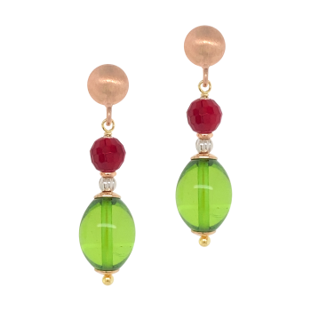 GOLD PLATED RUBI AGATE WITH CARIBBEAN GREEN AMBER . 