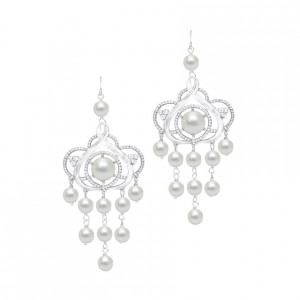 Silver earrings with zircon stones and pearls
