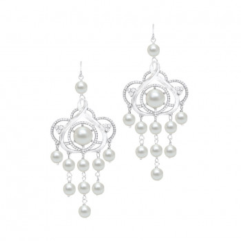 Silver earrings with zircon stones and pearls
