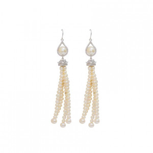 Silver earrings with zircon stones and pearls