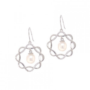 silver earring with pearl