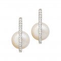 silver earring, half ring with pearl silver earring, half ring with pearl