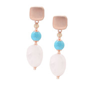 rose gold and gold plated earrings with halolite and pink quartz