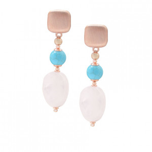 rose gold and gold plated earrings with halolite and pink quartz
