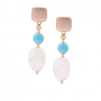 rose gold and gold plated earrings with halolite and pink quartz
