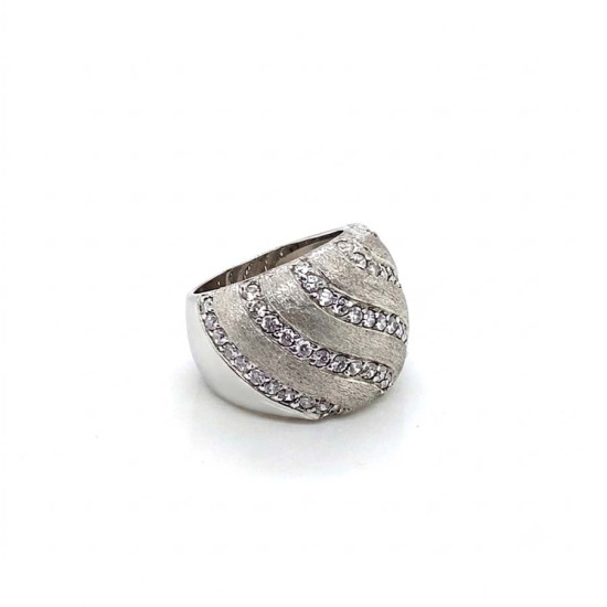 MATTE SILVER RING WITH LINEAR ZIRCON