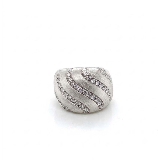 MATTE SILVER RING WITH LINEAR ZIRCON