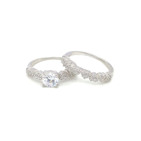 SILVER ZIRCON RING 2 PIECES