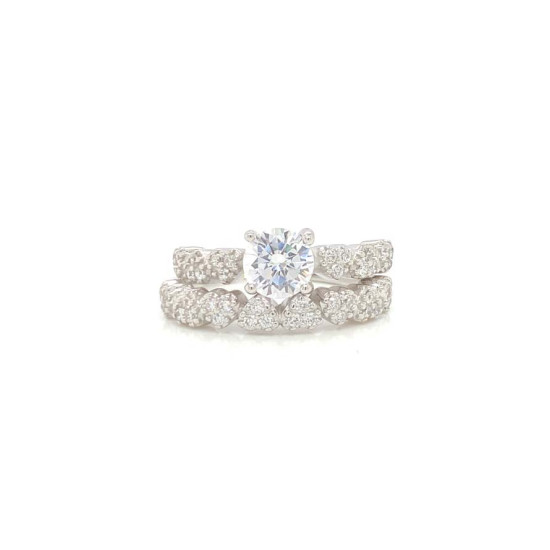 SILVER ZIRCON RING 2 PIECES