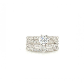 SILVER ZIRCON RING 2 pieces