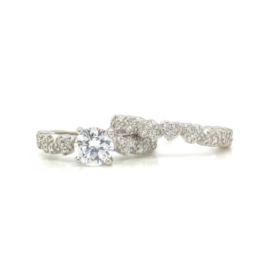 SILVER ZIRCON RING 2 PIECES