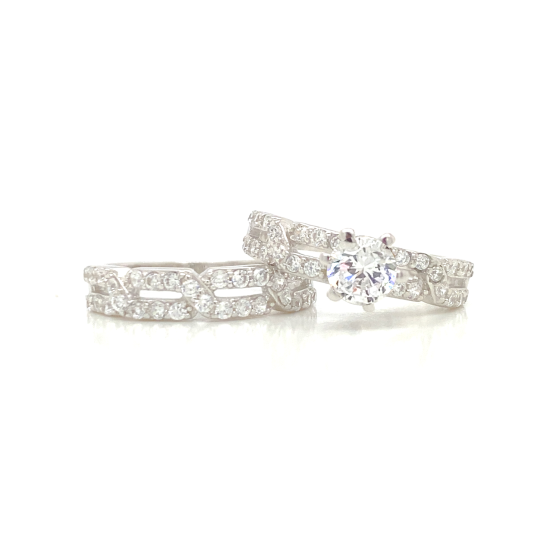 SILVER ZIRCON RING 2 pieces