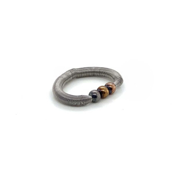 ELASTIC SILVER RING WITH SILVER BEADS