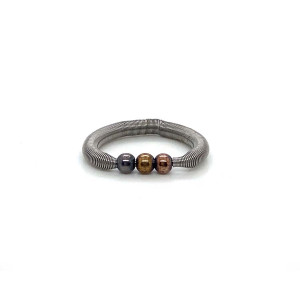 ELASTIC SILVER RING WITH SILVER BEADS