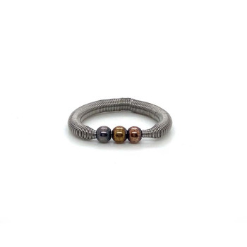 ELASTIC SILVER RING WITH SILVER BEADS