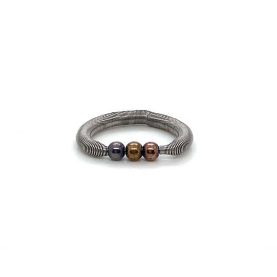 ELASTIC SILVER RING WITH SILVER BEADS