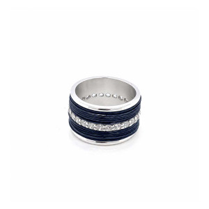 WIDE SILVER RING WITH ZIRCON AND STERLING SILVER