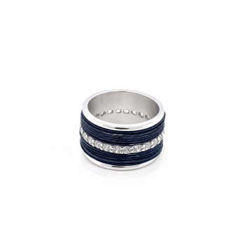 WIDE SILVER RING WITH ZIRCON AND STERLING SILVER